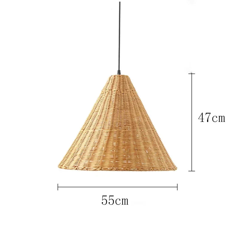 suspension tricotée à la main abat-jour rotin design minimaliste