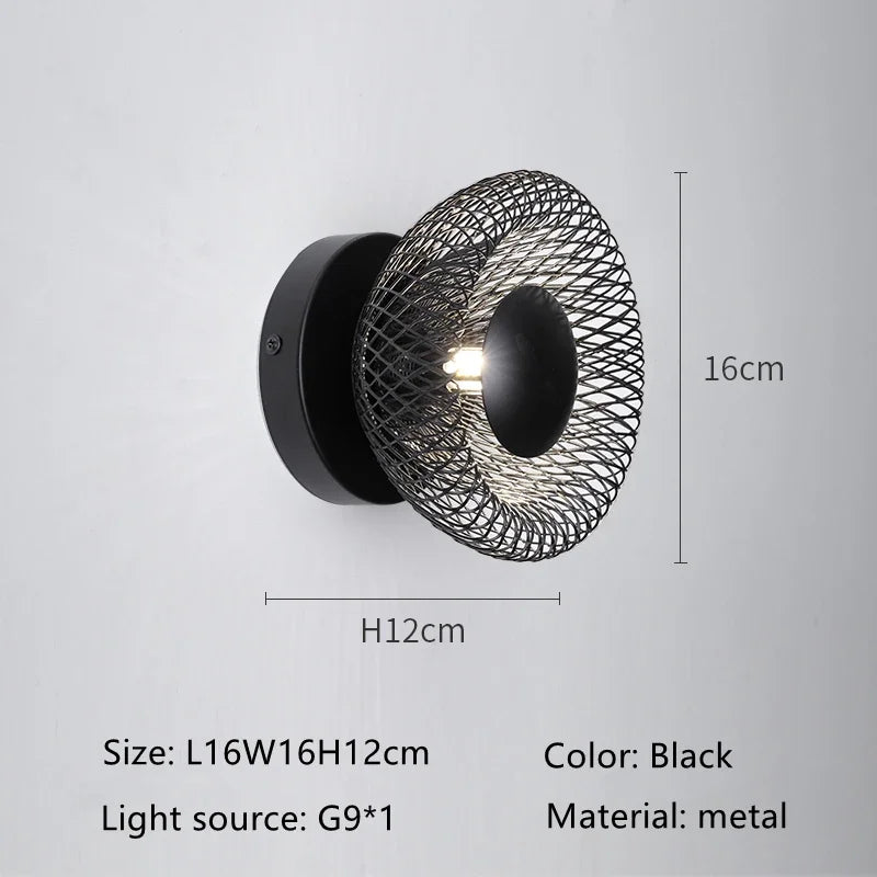 Italy Horn Design Iron Mesh Aisle Lamp Sconce Corridor Ceiling Bedroom TV Backdrop Ceramic Head LED Home Decor Wall Lighing