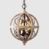 lustre en bois style campagne américaine avec détails en cristal