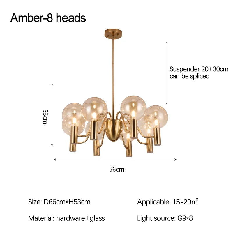 plafonnier led suspendu design moderne boule de verre luminaire décoratif