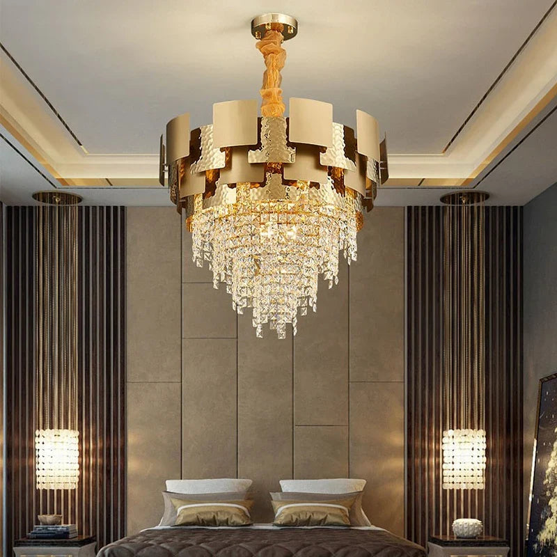 lustre rectangulaire moderne en cristal pour intérieur élégant