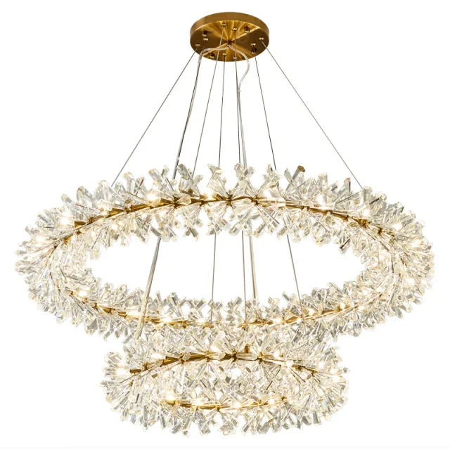 Lustre en cristal de fleur moderne Suspension lustres LED de luxe pour salon 60 80 100 cm anneaux suspendus suspension