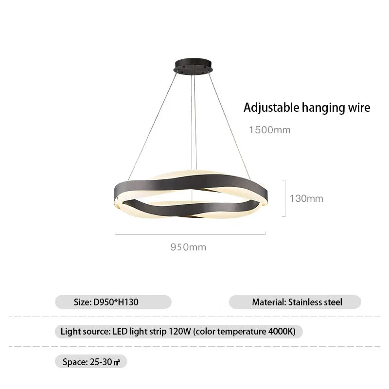 lustre moderne design anneau doré suspension nordique éclairage intérieur