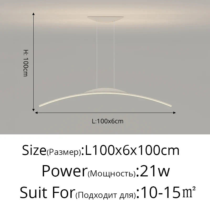 Lustre long led minimaliste avec hauteur réglable