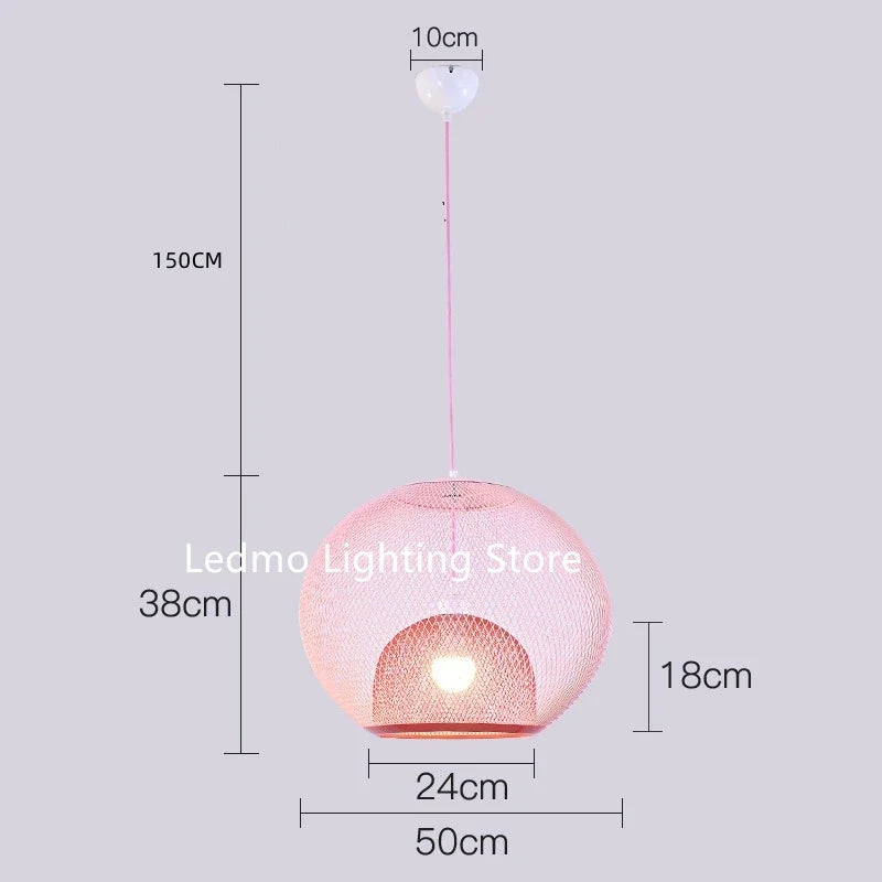 Metal Grid Pendant Lamp Nordic Designer Ceiling Chandelier Suspension Hanging Light Fixture with E27 Changeable Bulb