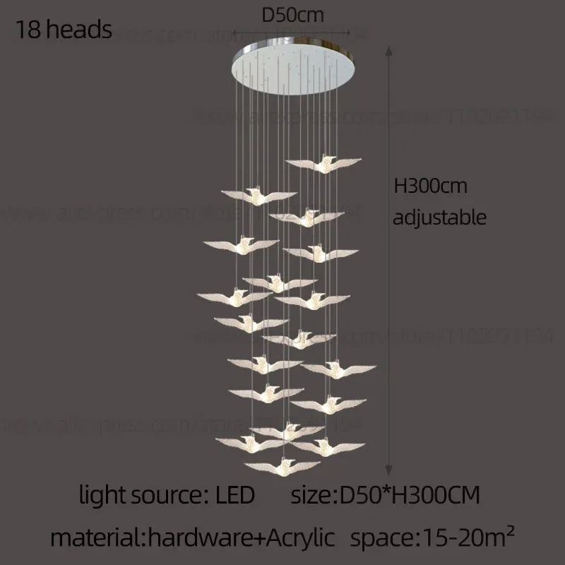 suspension LED décorative en forme d'oiseau idéale pour loft