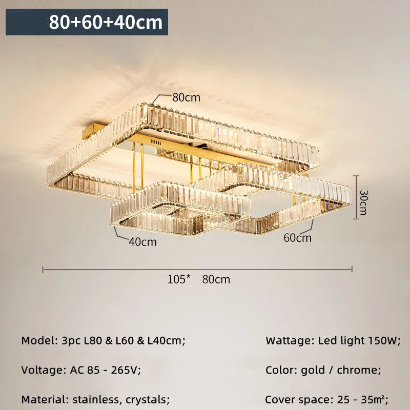 Plafonniers Led modernes à intensité variable pour salon Lustre cristal plafonnier chambre luxe plafonniers luminaires