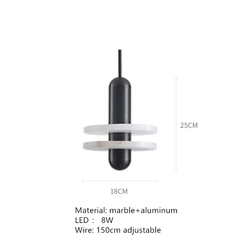 suspension en marbre naturel avec cordon réglable en aluminium