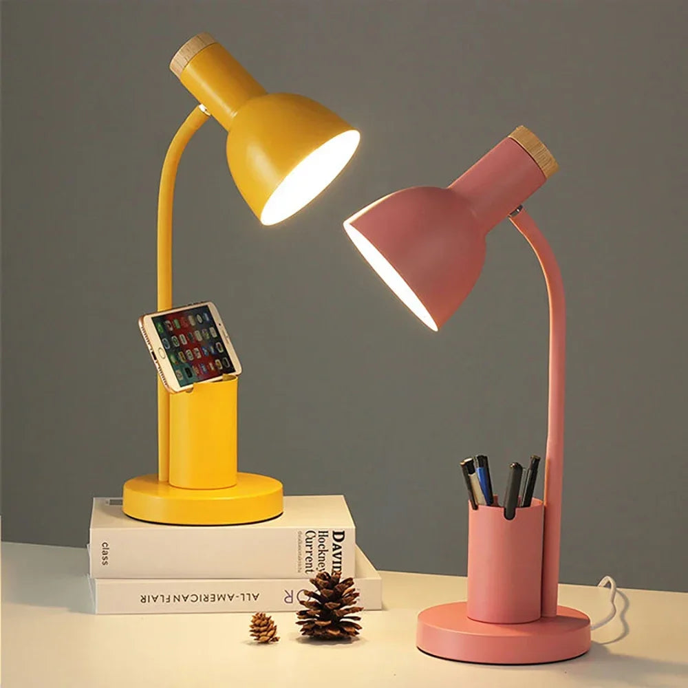 lampe de bureau créative nordique avec porte-stylo led décoratif