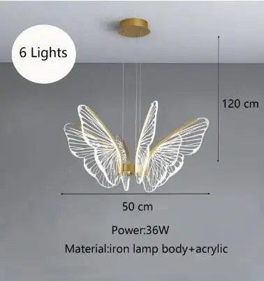 lustre papillon moderne en acrylique pour décoration intérieure