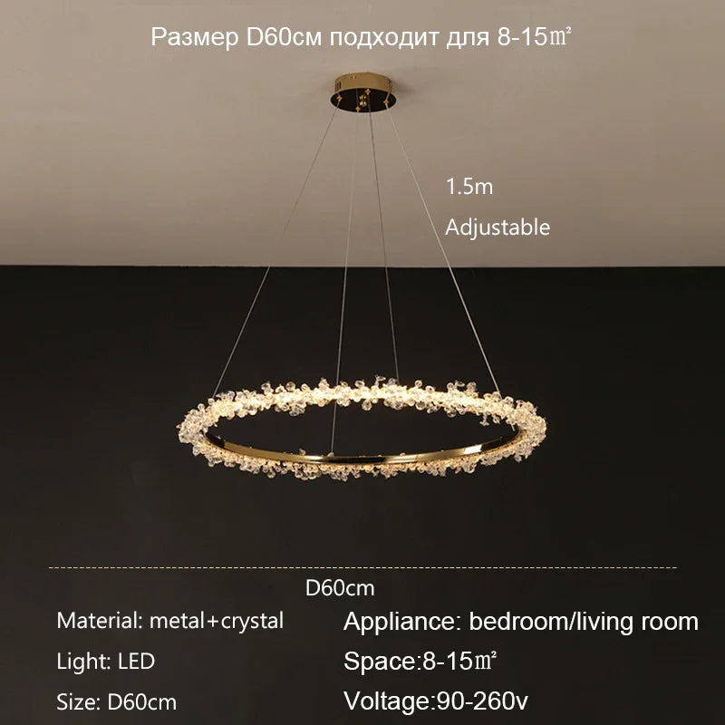 lustre nordique de luxe en cristal pour décoration moderne