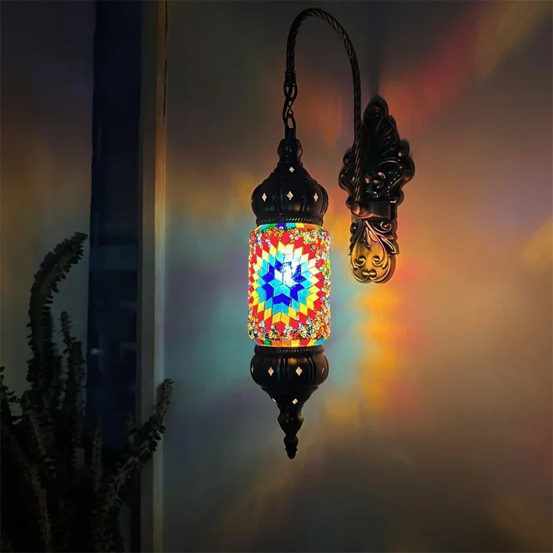 appliques murales méditerranéennes style bohème rétro mosaïque LED
