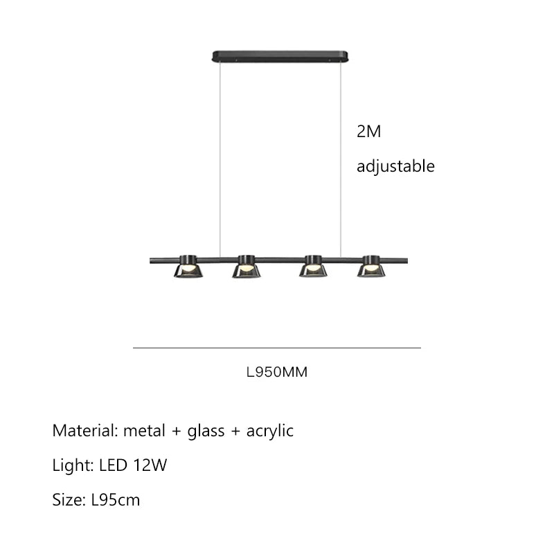 Nordic minimalist strip glass Led Dining Room Ceiling Chandelier Dining Room Bar Kitchen Island decorated hanging light fixtures