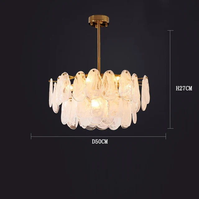 lustre moderne en verre givré doré design suspendu décoratif