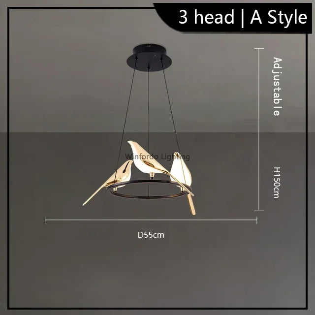 lustre led 	 art oiseau loft originalité décoration