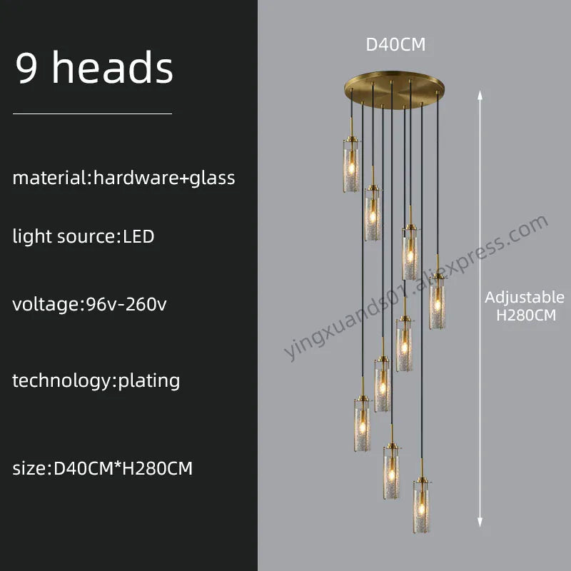 lustre en verre pour éclairage décoratif intérieur suspendu