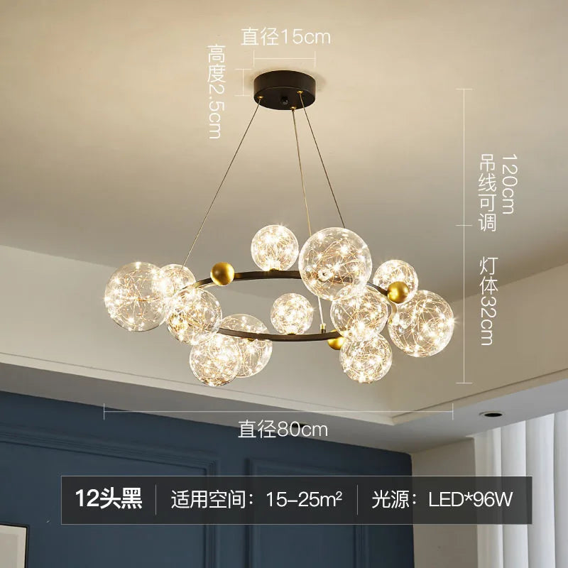 lustre led ciel étoilé nordique boule de verre intensité variable