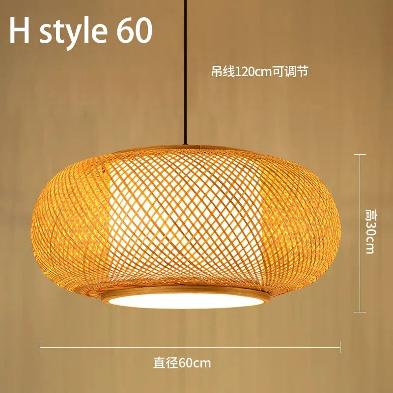lustre style chinois fait main en bambou tissage pastoral vintage