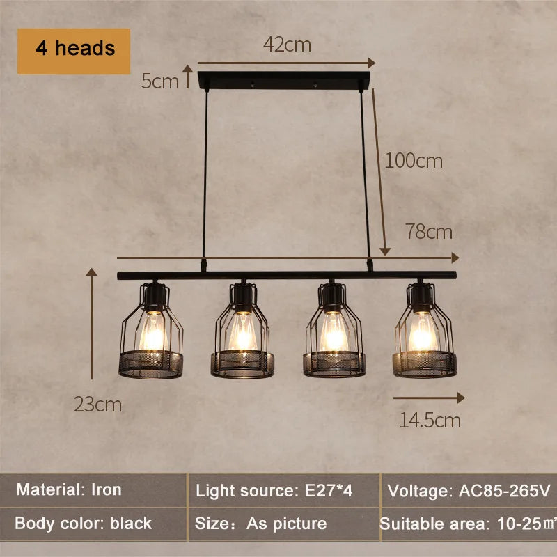 lustre loft rétro style industriel 3 4 5 têtes suspension