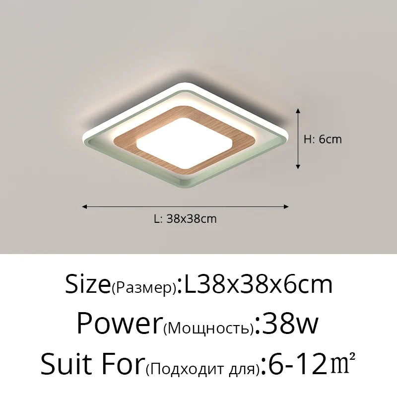 lampe de salon minimaliste carrée à grains de bois