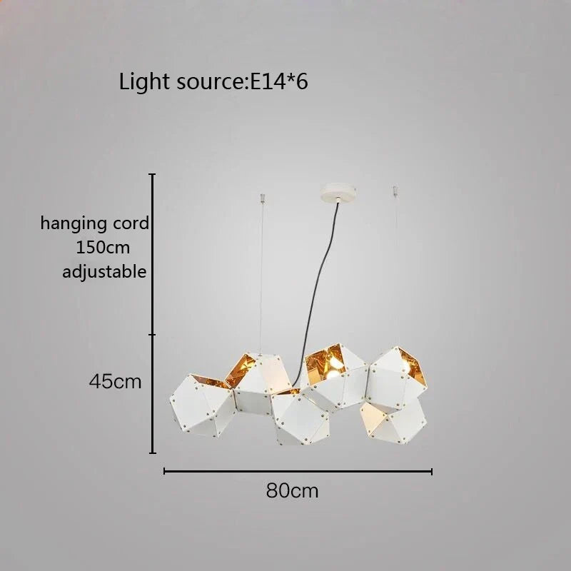 suspension led cube art déco style assorti 	 saison