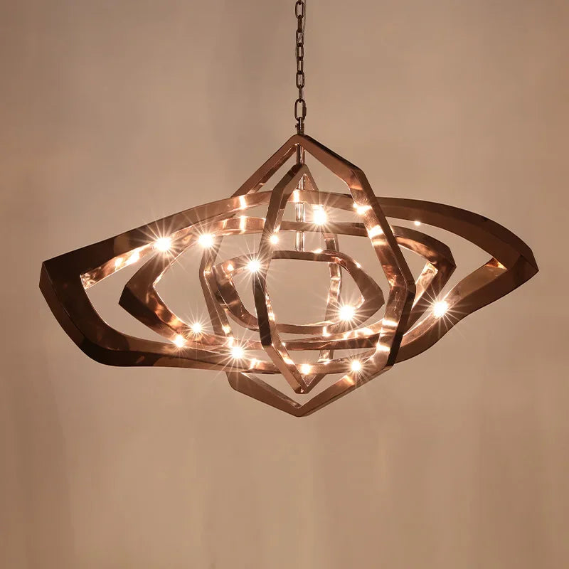 New Designer LED Living Room Chandeliers Stainless Steel Creative Dining Bedroom Lighting Postmodern Light Luxury Hanging Lamps