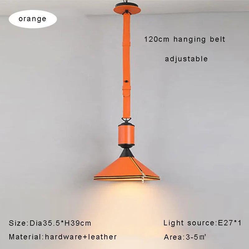 lustre led moderne avec ceinture en cuir décoration intérieure élégante