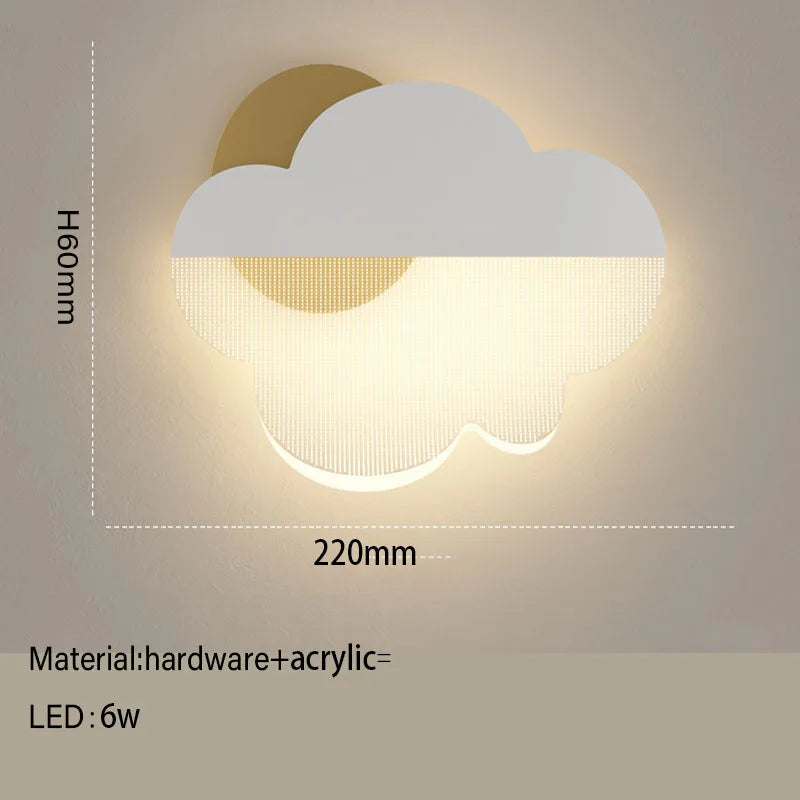 applique murale led en acrylique forme nuage pour chambre d'enfant