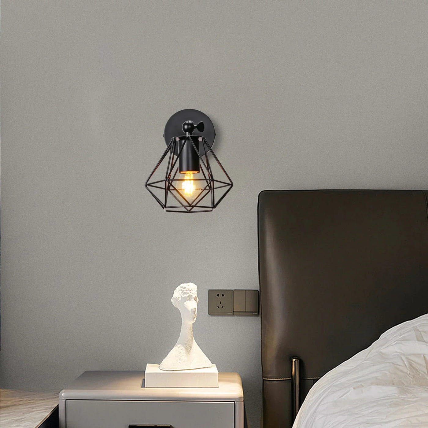 applique murale loft industriel led vintage cage abat-jour