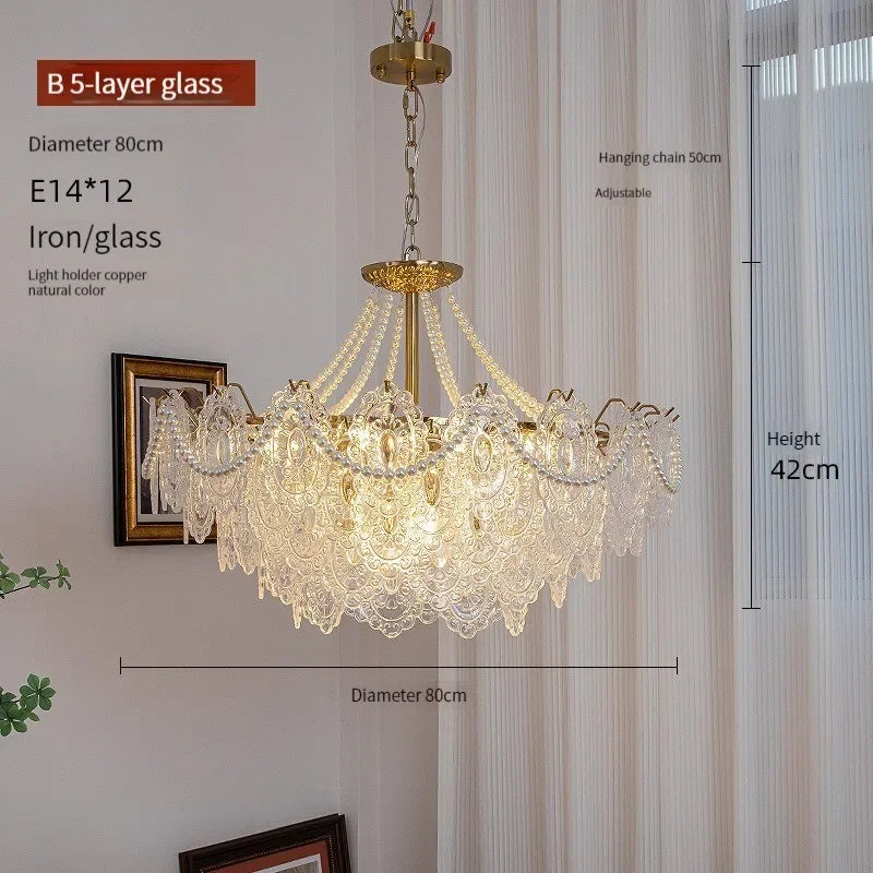 suspension moderne en verre clair style français luxe