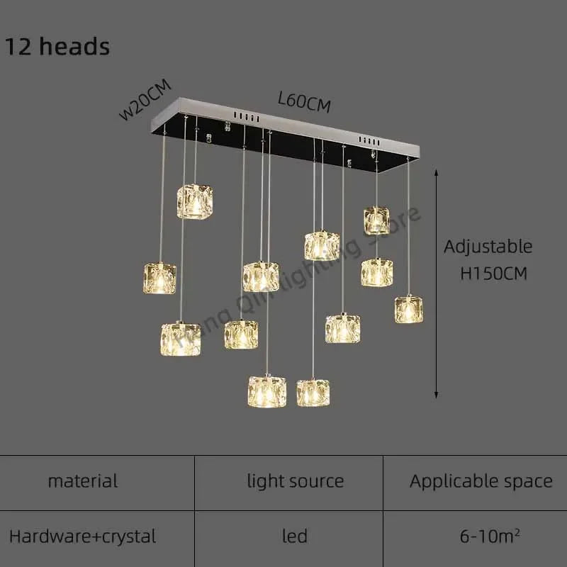 lustre moderne en cristal pour illumination intérieure élégante