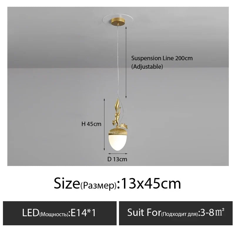 2024 French Modern Simple Cartoon Pinecone Squirrel Pendant Lights Personality Clothes Shop Bar Desk Bedroom Bedside Chandelier
