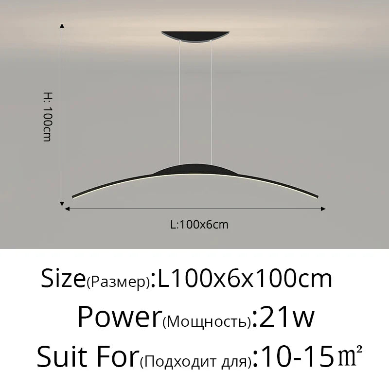 Lustre long led minimaliste avec hauteur réglable