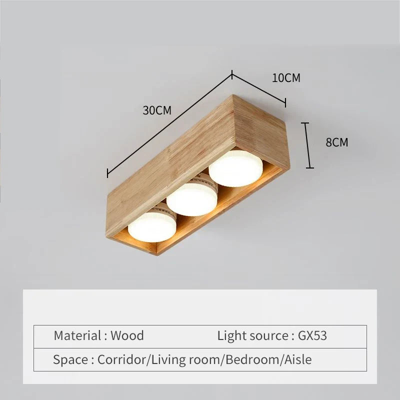 plafonnier minimaliste bois brut intérieur chambre bureau couloir vestiaire