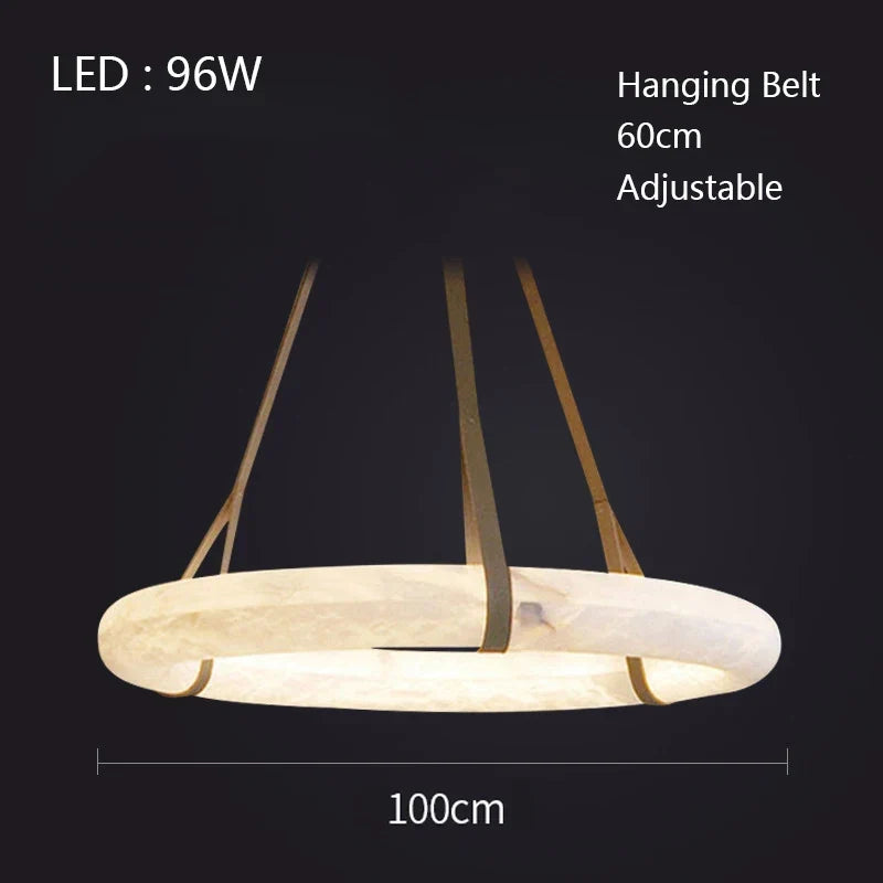 lustre led en cuivre et marbre naturel luxueux minimaliste