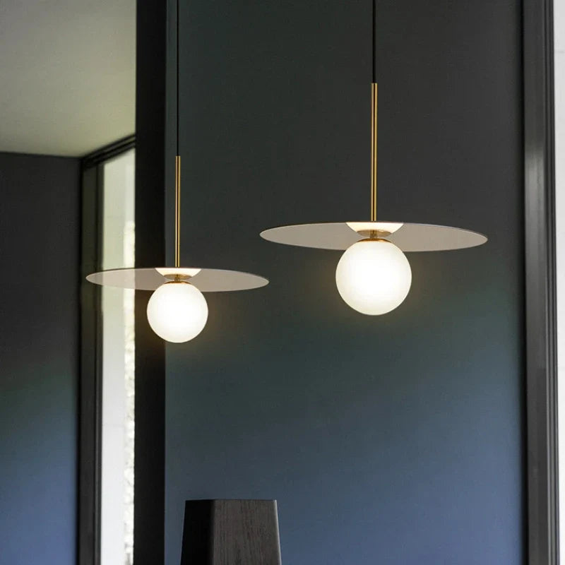 suspension modernes en verre led pour bar restaurant nordique
