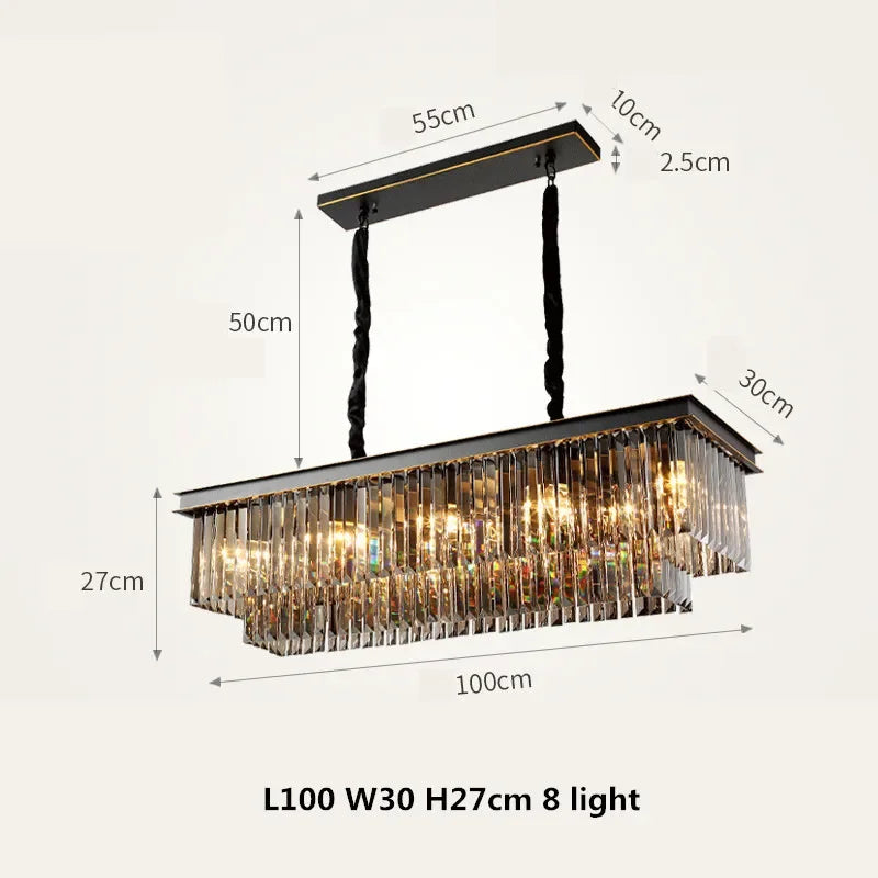 lustre rétro en métal avec chaîne suspendue et cristal