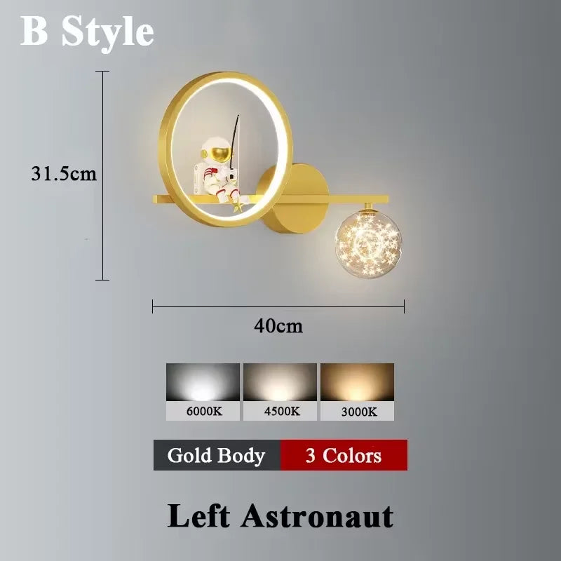 applique murale led créative lune astronaute décoration pour enfant