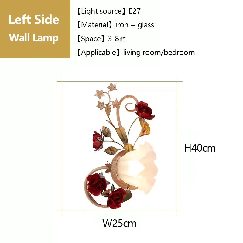 lustre led romantique rétro avec fleurs pour éclairage chaud