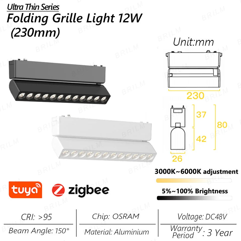 spot lumineux intelligent magnétique tuya zigbee à intensité variable