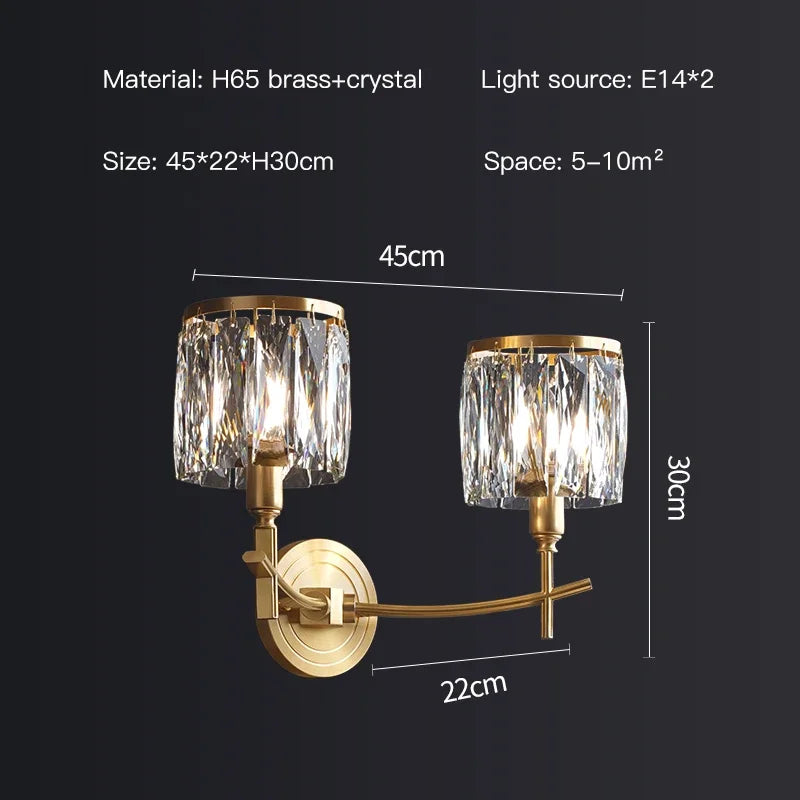 applique murale moderne luxe en cristal et led créative
