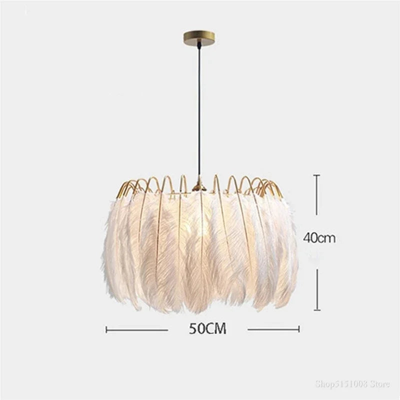 plafonnier décoration en plumes d'autruche simplicité nordique