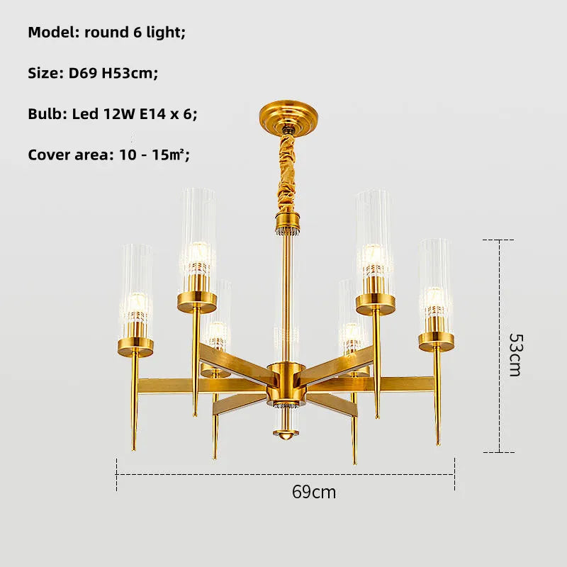 Lustre métal or verre LED