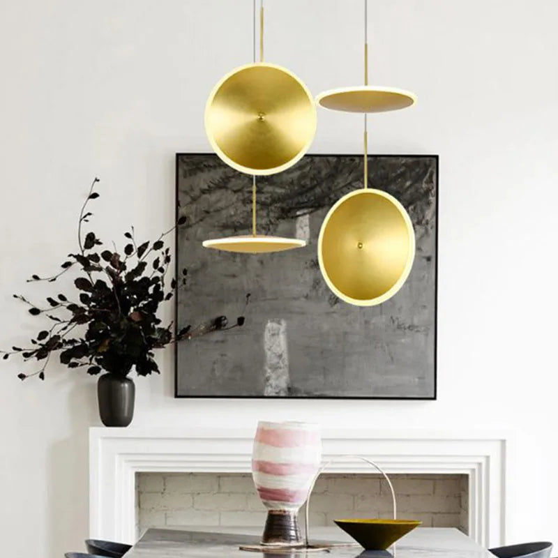 lampe led ronde métal art déco avec fil réglable