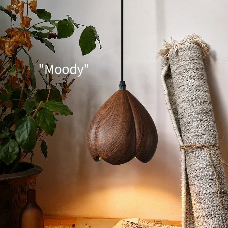 lustre en bois de noyer fait à la main décoration moderne nordique