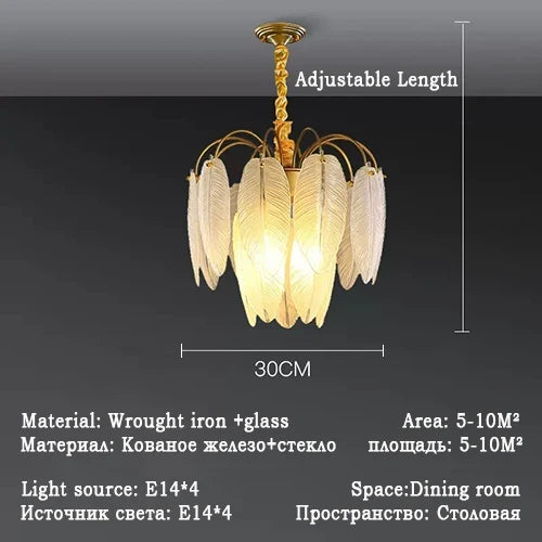 lustre led nordique plume verre décoration luminaires suspendus