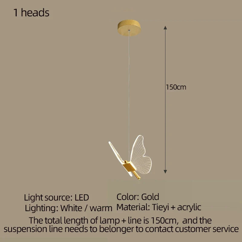 Lustre Papillon LED Acrylique Salle Escalier Suspension