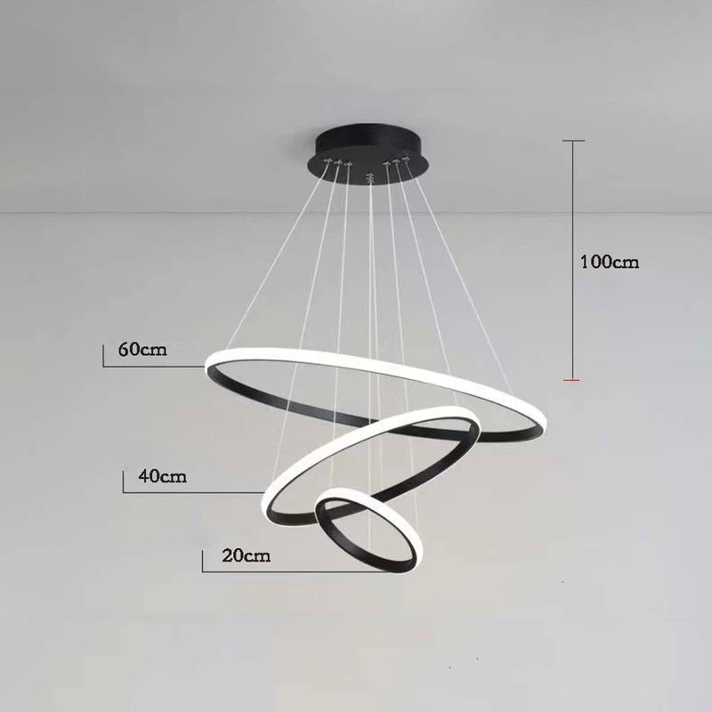 Lustre LED à trois anneaux imbriqués en spirale — Vertige