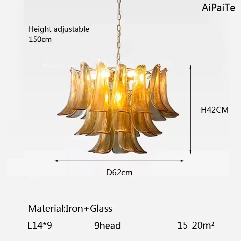 AiPaiTe lustre en verre LED scandinave pour salon salle à manger chambre lustre en verre ambre vintage américain