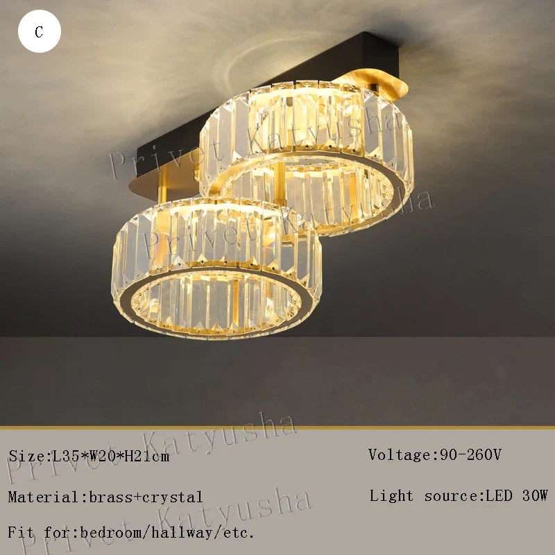 plafonnier de luxe en cuivre et cristal décoration moderne